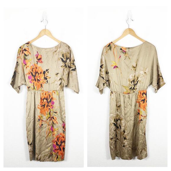 St. John Satin Floral Silk Mini Dress Size 4 Elegant Classic Cocktail - Picture 1 of 12